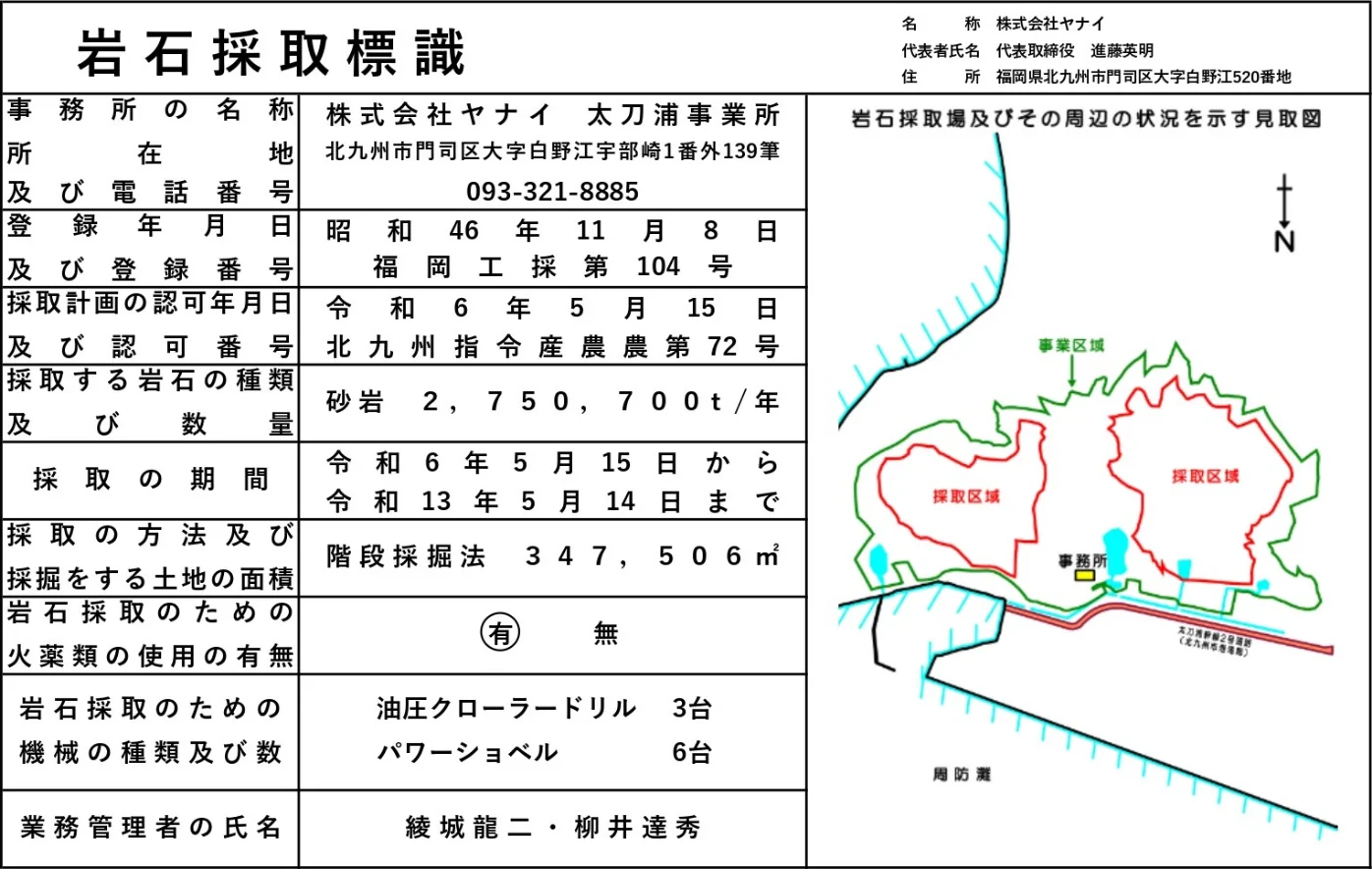 岩石採取標識（黒髪）